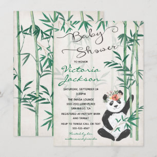 Panda Bear Bamboo Baby Shower Invitation