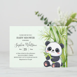 Panda Bear Bamboo Baby Shower Invitation
