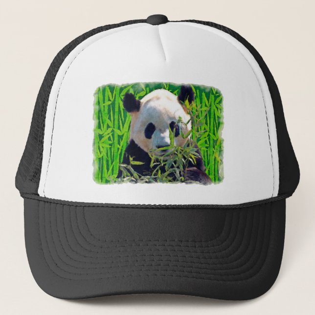 Panda Bear & Bamboo Wildlife Art Trucker Hat (Front)