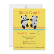 Panda Bear,  birthday dance party invitation