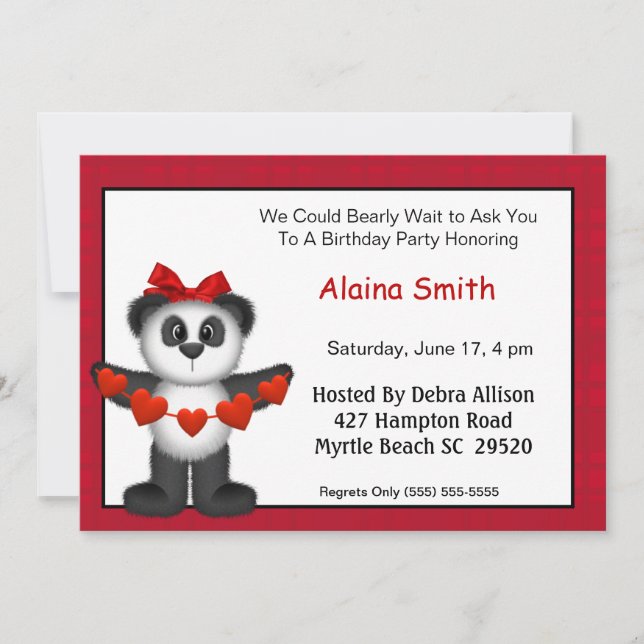 Panda Bear Birthday Invitation (Front)