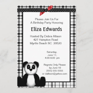 Panda Bear Birthday Invitation