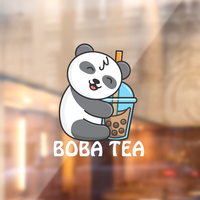 Panda Bear Boba Tea Bubble Drink Advertisement  Window Cling (Sheet 2)