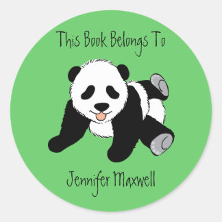 Panda Bear Bookplate Classic Round Sticker