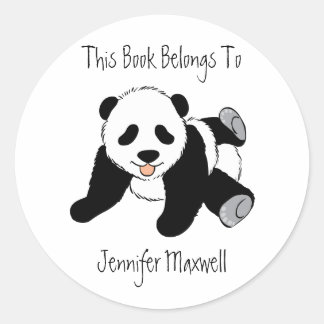 Panda Bear Bookplate Classic Round Sticker