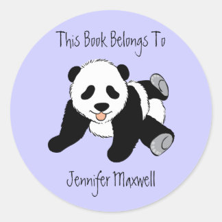 Panda Bear Bookplate Classic Round Sticker
