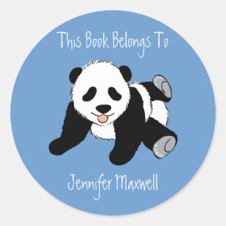 Panda Bear Bookplate Classic Round Sticker