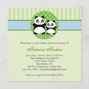 Panda Bear Boy Baby Shower Invitation