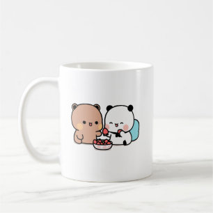 Panda bear, bubu and dudu eat strawberries coffee mug