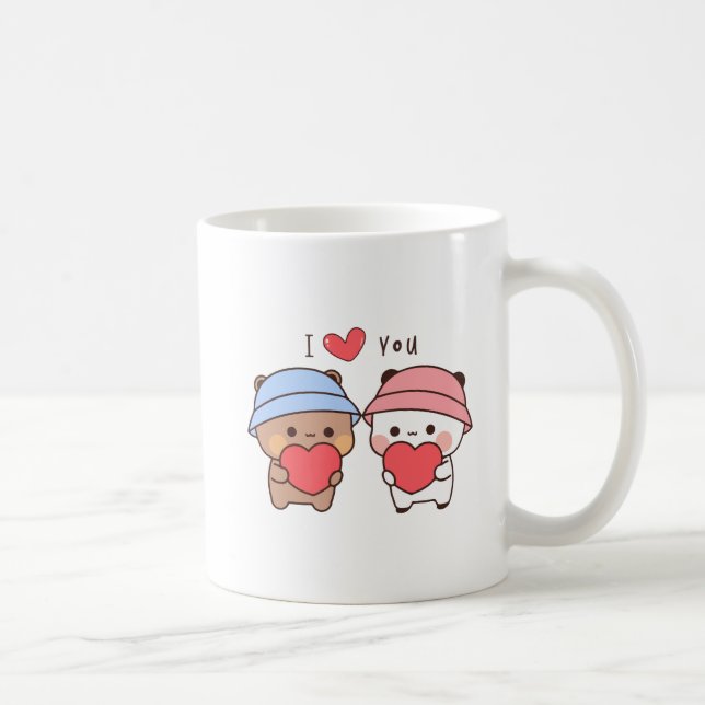 Panda bear, bubu and dudu hugs love coffee mug (Right)