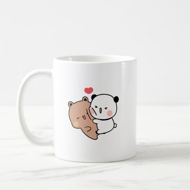 Panda bear, bubu and dudu hugs love coffee mug (Left)