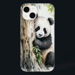 Panda Bear By Tree Case-Mate iPhone 14 Case<br><div class="desc">Cute panda bear by a tree with bamboo leaves in a watercolor artwork.</div>
