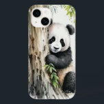 Panda Bear By Tree Case-Mate iPhone 14 Case<br><div class="desc">Cute panda bear by a tree with bamboo leaves in a watercolor artwork.</div>