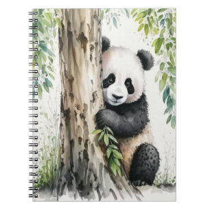 Panda Bear By Tree Notebook