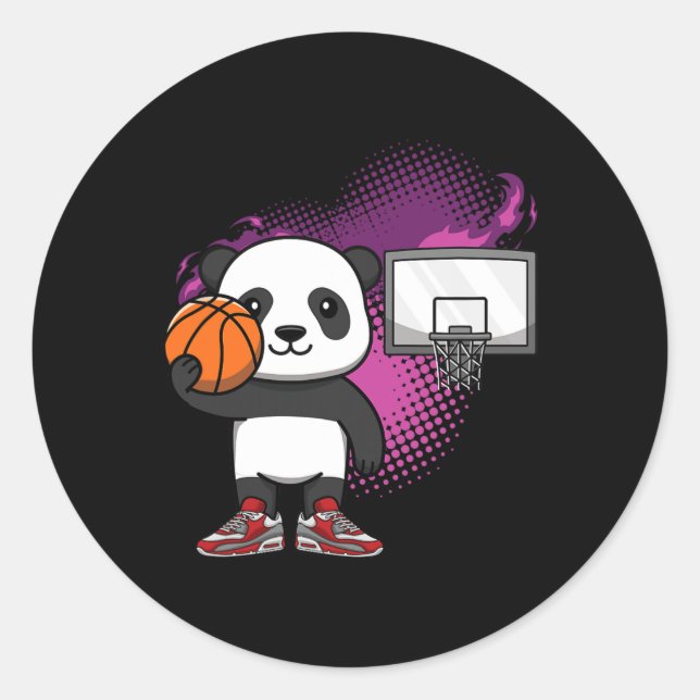 Panda Bear Bysketbyll Player Animal Lover Hoops Dr Classic Round Sticker (Front)