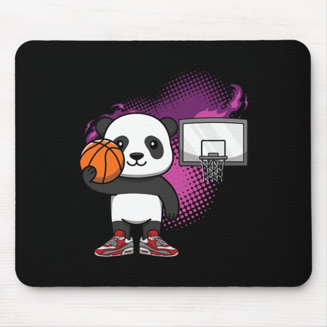 Panda Bear Bysketbyll Player Animal Lover Hoops Dr Mouse Mat (Front)