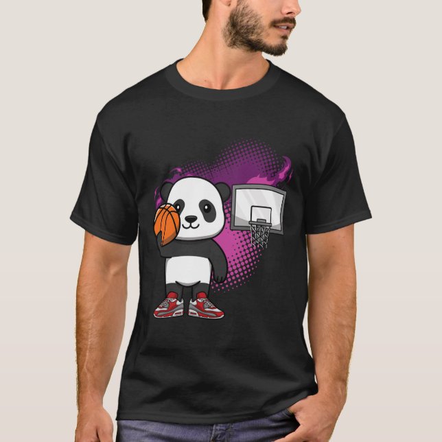 Panda Bear Bysketbyll Player Animal Lover Hoops Dr T-Shirt (Front)