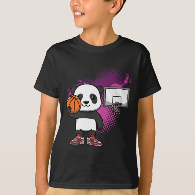 Panda Bear Bysketbyll Player Animal Lover Hoops Dr T-Shirt (Front)