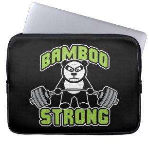 Panda Bear Cartoon - Bamboo Strong - Deadlift Laptop Sleeve