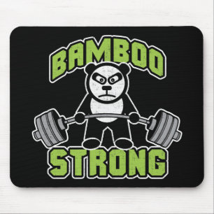 Panda Bear Cartoon - Bamboo Strong - Deadlift Mouse Mat