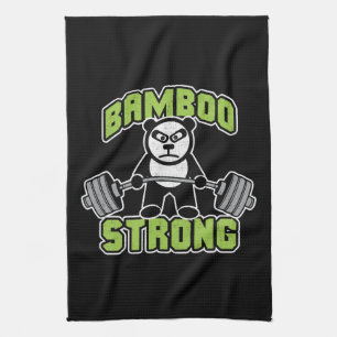 Panda Bear Cartoon - Bamboo Strong - Deadlift Tea Towel