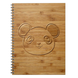 Panda Bear Carved Bamboo Print Notebook