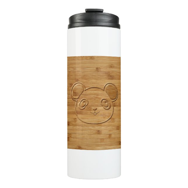Panda Bear Carved Bamboo Print Thermal Tumbler (Front)