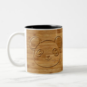 Panda Bear Carved Bamboo Print Two-Tone Coffee Mug
