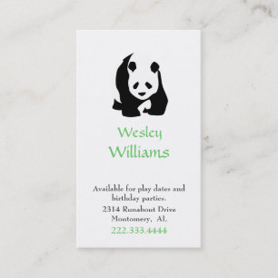 Panda Bear Children Play Date Card