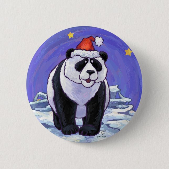 Panda Bear Christmas 6 Cm Round Badge (Front)