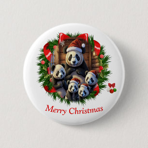 Panda Bear Christmas 6 Cm Round Badge
