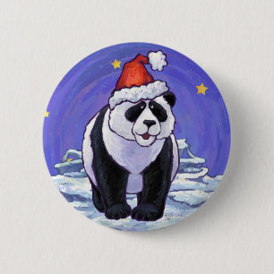 Panda Bear Christmas 6 Cm Round Badge