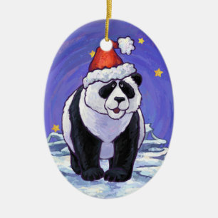 Panda Bear Christmas Ceramic Tree Decoration
