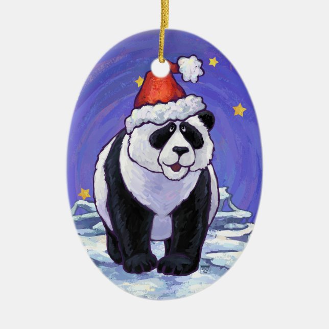 Panda Bear Christmas Ceramic Tree Decoration (Front)