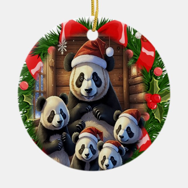 panda Bear christmas Ceramic Tree Decoration (Front)