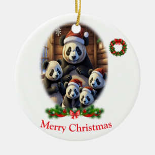 Panda Bear Christmas Ceramic Tree Decoration