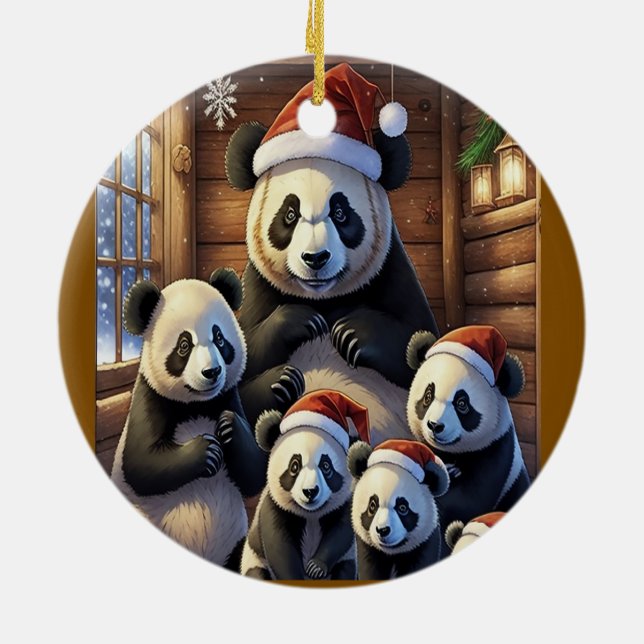 Panda Bear Christmas Ceramic Tree Decoration (Back)