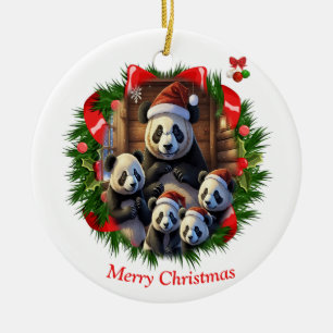 Panda Bear Christmas Ceramic Tree Decoration