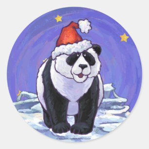 Panda Bear Christmas Classic Round Sticker