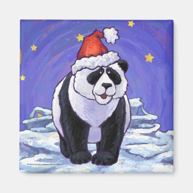 Panda Bear Christmas Magnet (Front)