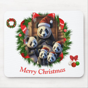 Panda Bear Christmas Mouse Mat