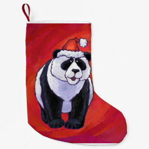 Panda Bear Christmas On Red Small Christmas Stocking