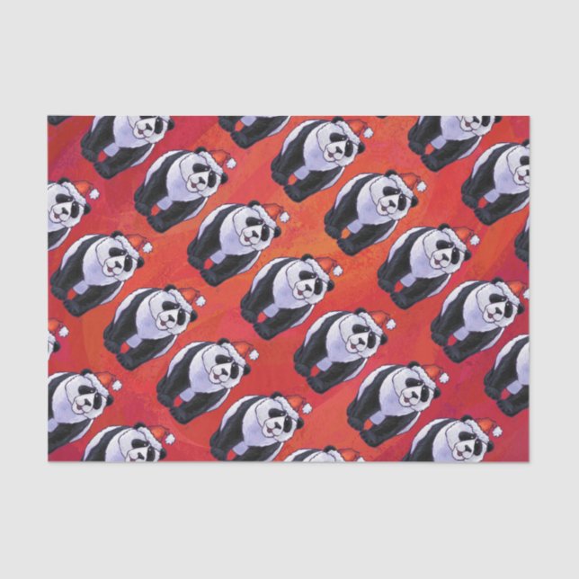 Panda Bear Christmas On Red Tissue Paper (Front)