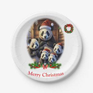 Panda Bear Christmas Paper Plate