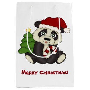 Panda Bear Christmas Personalised Medium Gift Bag