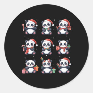 Panda Bear Christmas Santa Hat Funny Animal Lover Classic Round Sticker
