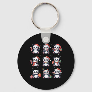 Panda Bear Christmas Santa Hat Funny Animal Lover  Key Ring