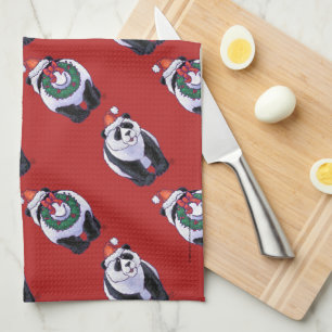 Panda Bear Christmas Tea Towel
