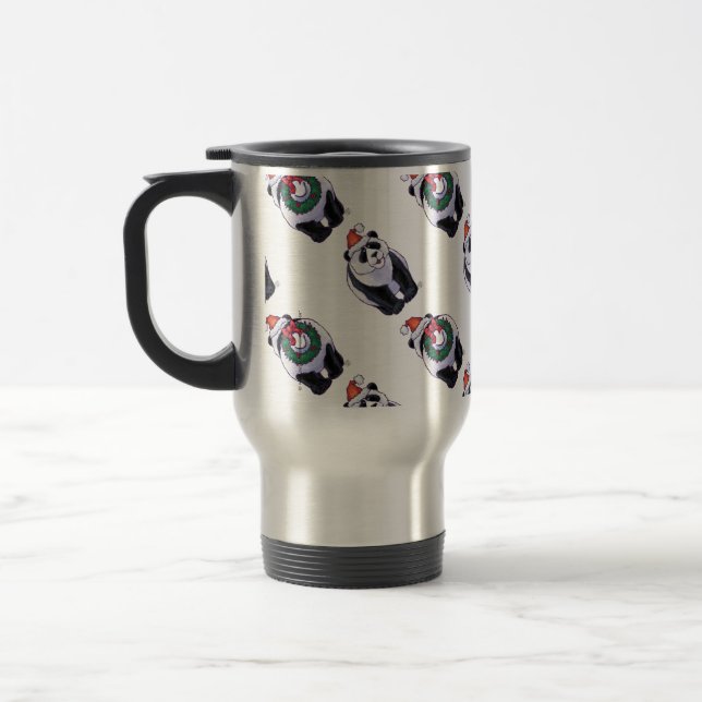 Panda Bear Christmas Travel Mug (Left)