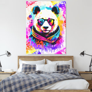 Panda Bear - Colourful Panda Bear Painting Canvas Print